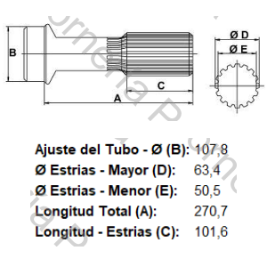 PUNTA ESTRIADA PARA HORQUILLA (LV1065) (16 EST X 63,4 MM) (MECPAR)