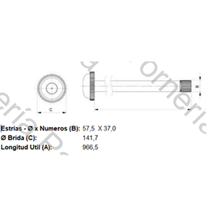 PALIER M.BENZ 1517 (37 ESTRIAS / 57,5 MM DIAMETRO X LARGO 966,5 MM) (MECPAR)